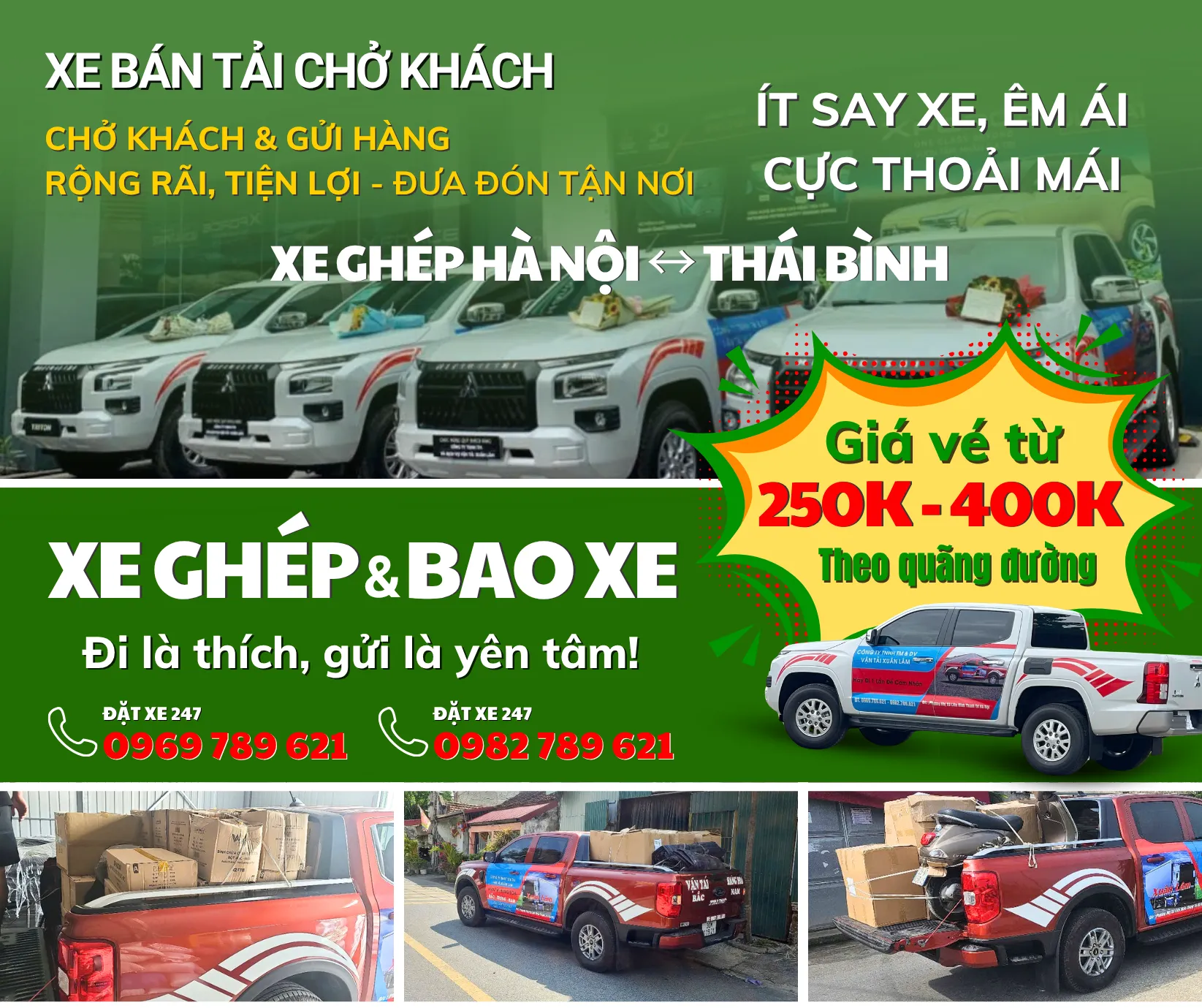 Bảng giá xe ghép Hà Nội - Thái Bình