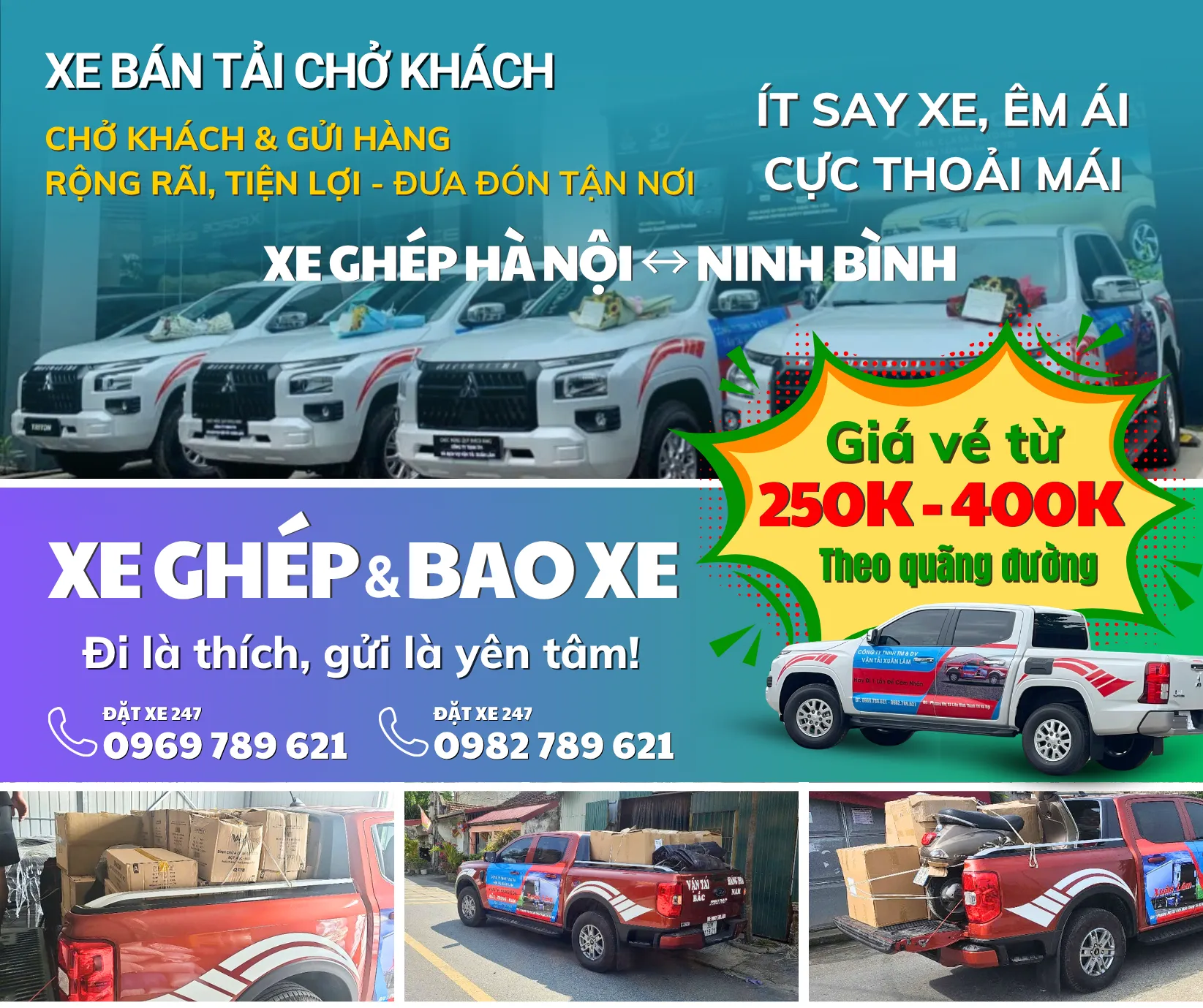 Bảng giá xe ghép Hà nội - Ninh bình