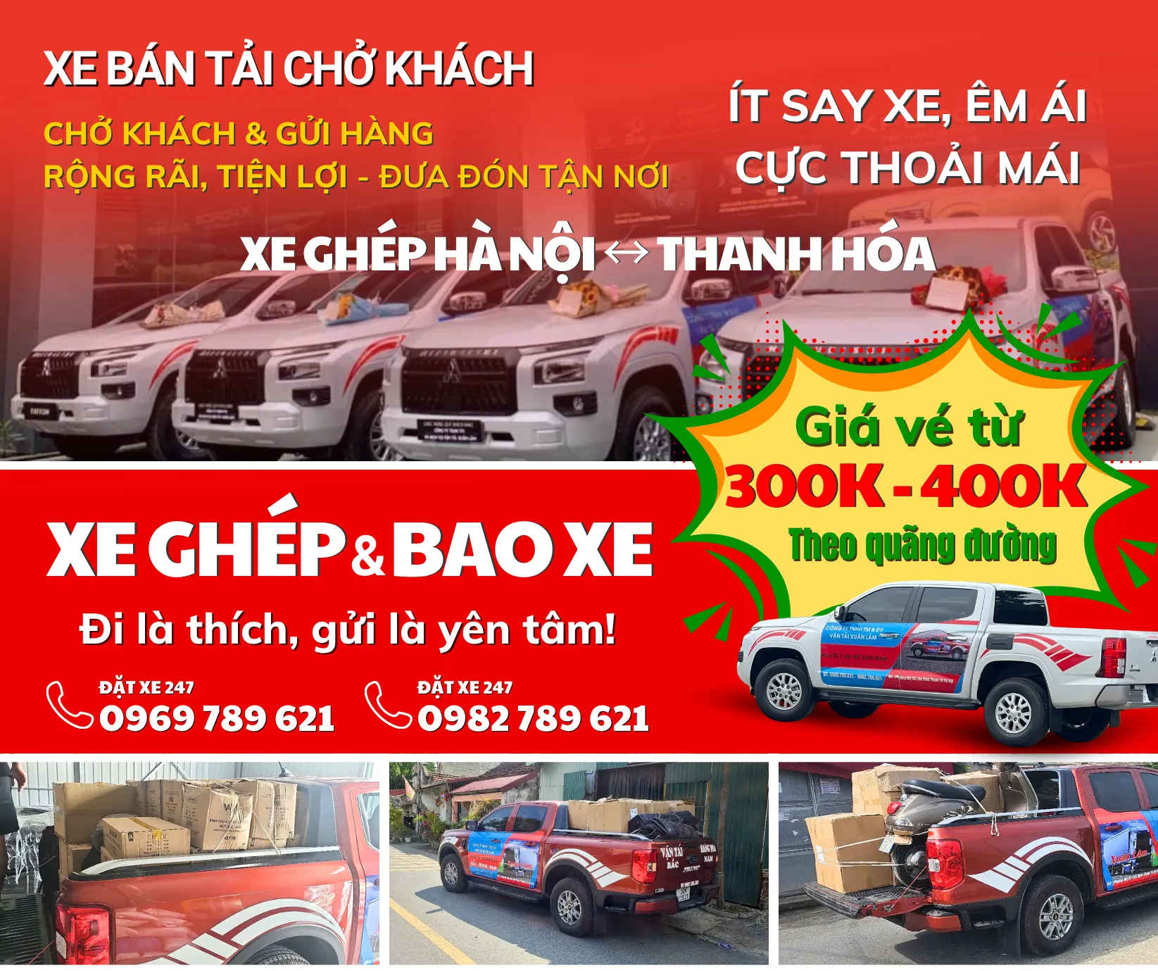 Bảng giá xe ghép Hà nội - Thanh Hóa